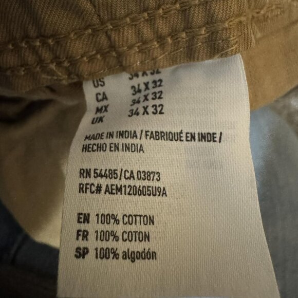 American Eagle Pants Mens 34x32 Khaki Relaxed Straight Chino Cotton Casual - Picture 7 of 13